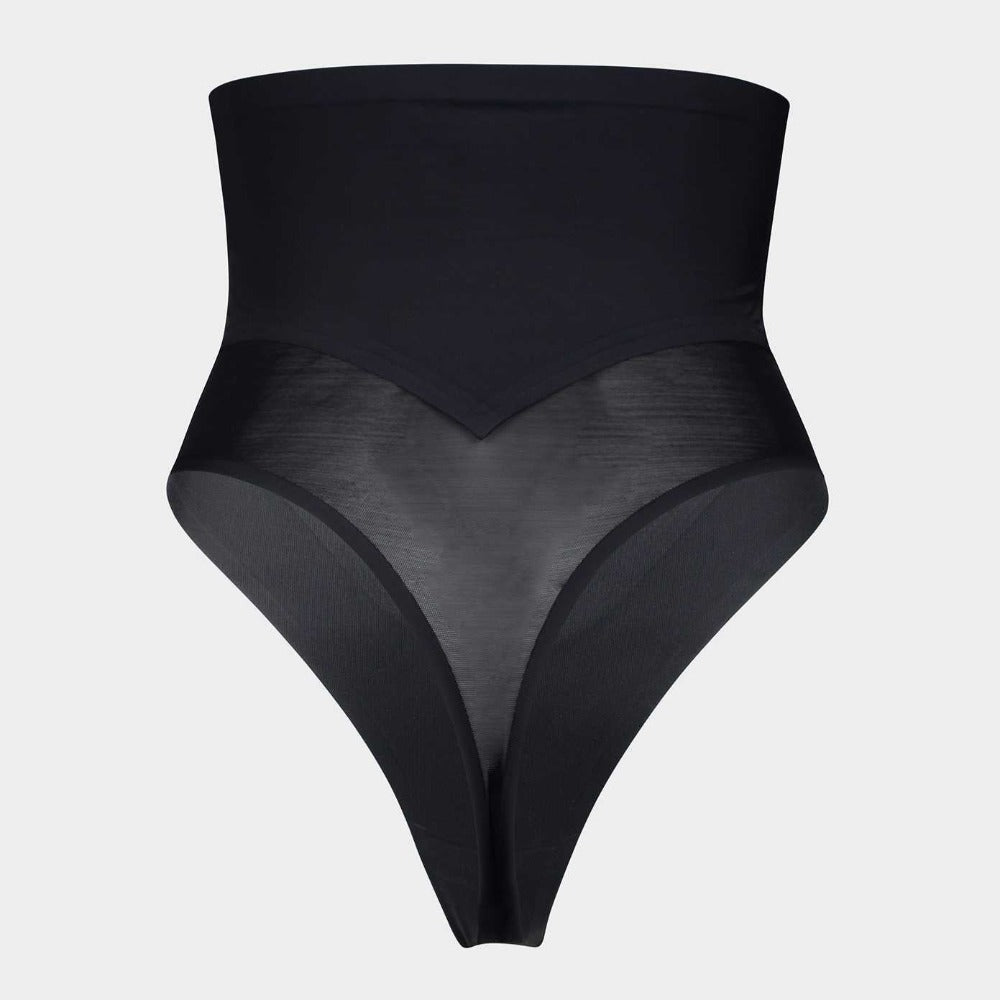 Tummy Control Seamless Shaping Underwear - Black Thong - What Waist