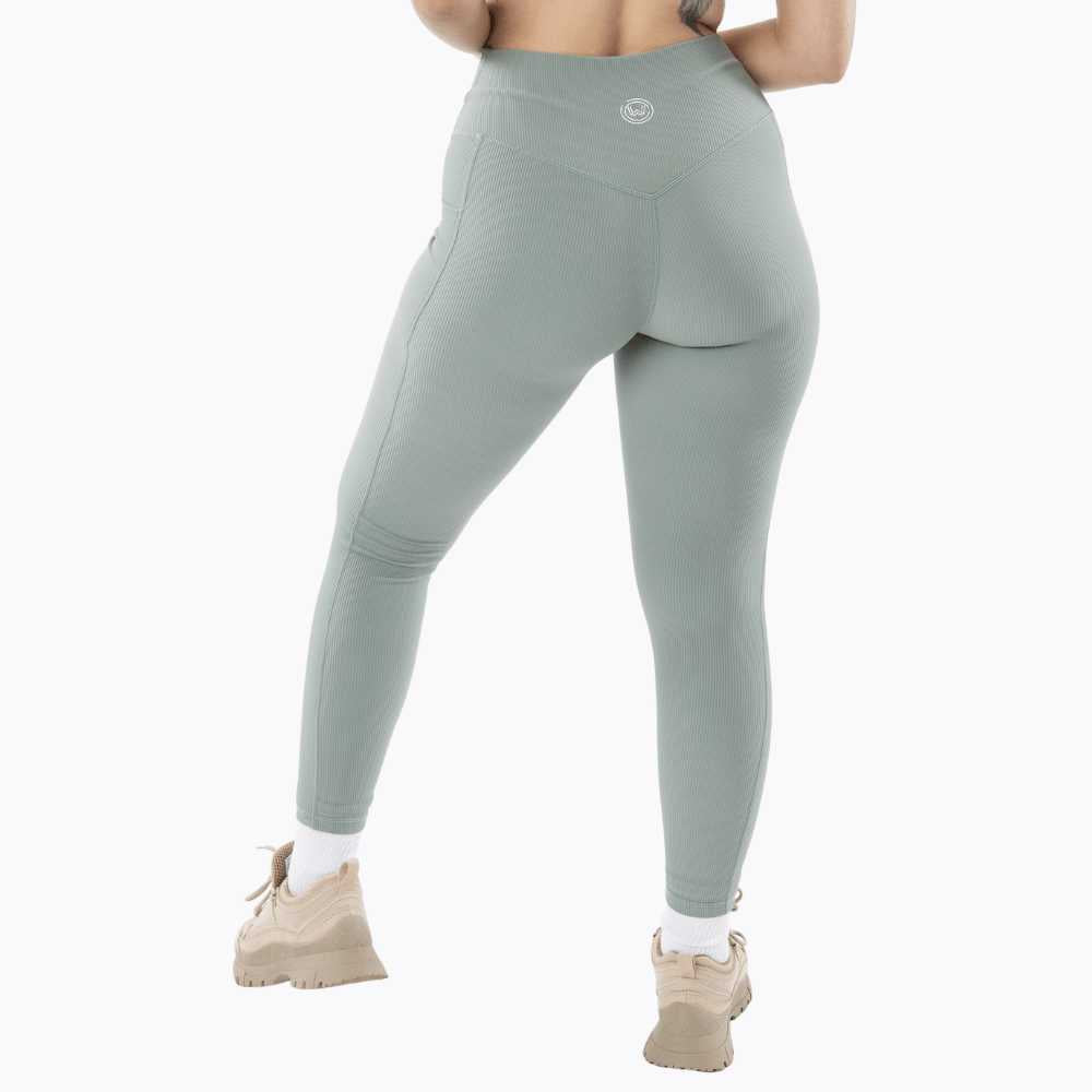 Premium Sage Green Ribbed Leggings | Unscripted | SilkFred
