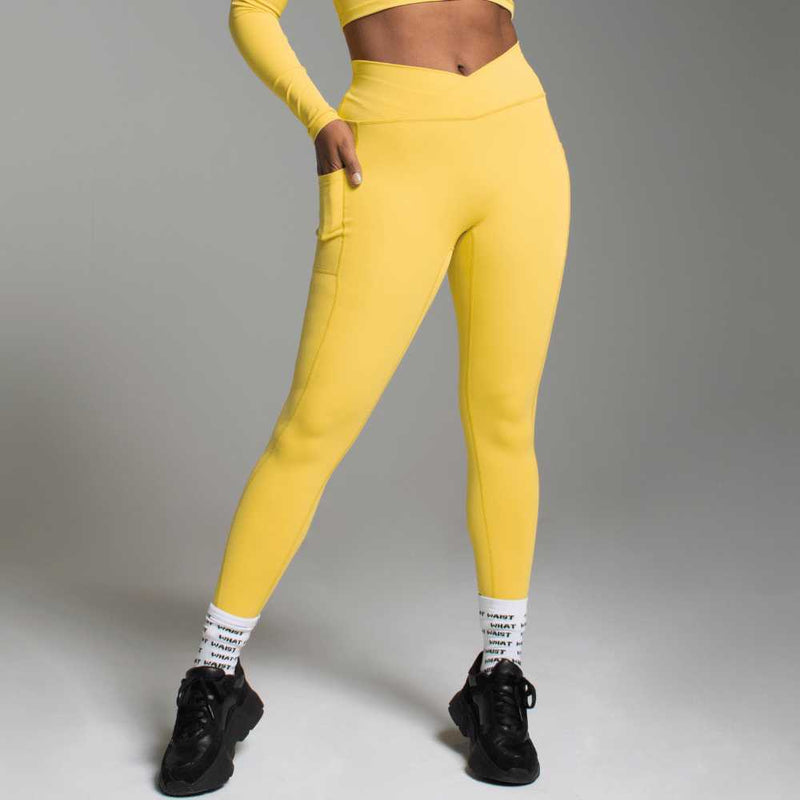 Yellow Yoga Leggings - #V-line collection (Raised Waistband) ~ Vosenta ~  Official Shop