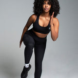Fusion Rib Knit Leggings - Black What Waist