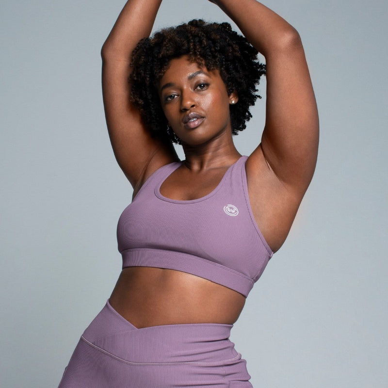 Fusion Rib Knit Sports Bra-Hibiscus What Waist