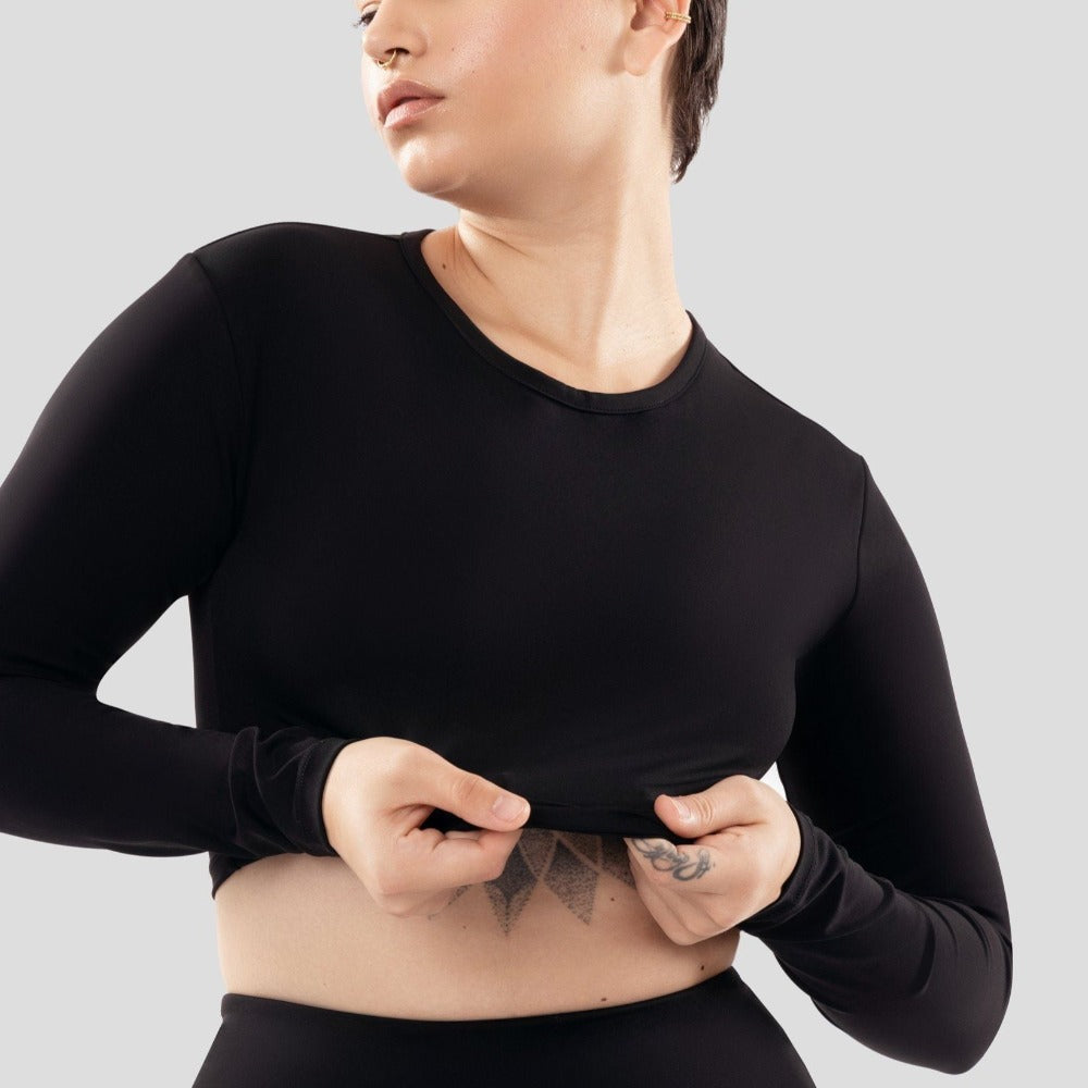 Monsoon Long Sleeve Shapewear Cropped Top What Waist