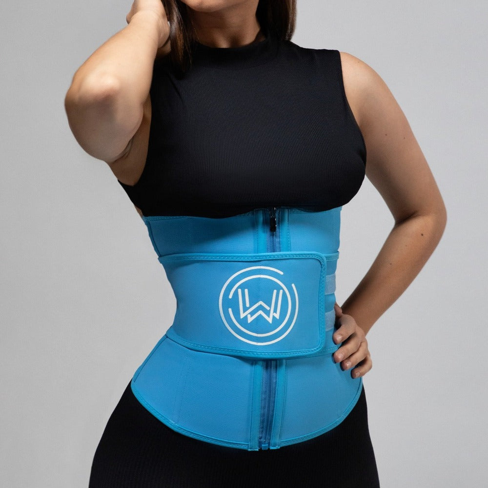 What Waist Define Band - Waist Trainer with SweatTech Technology for Workouts and Weight Loss, Waist Trimmer You Can Sleep in - Sky Blue, S